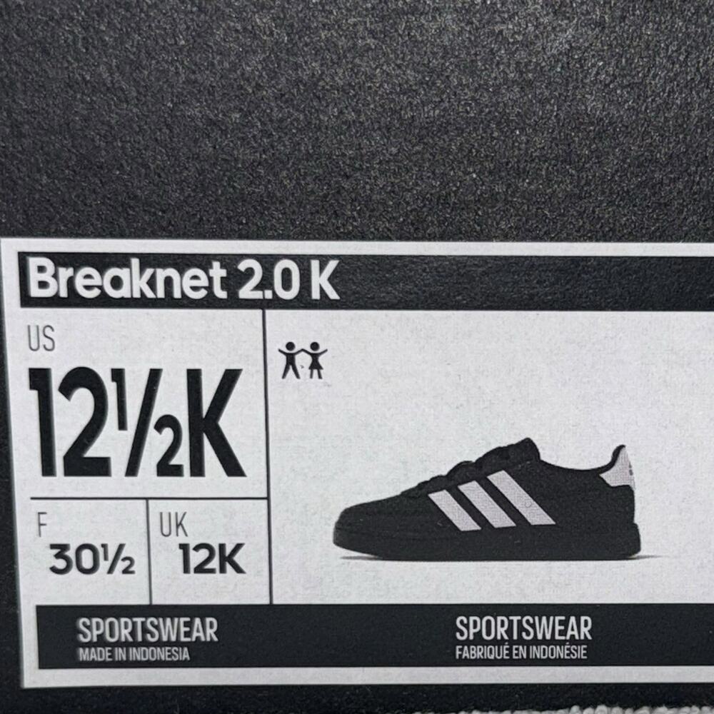 Adidas Black Breaknet 2.0K Tennis Youth Shoes Sneakers SZ/12.5 - Picture 13 of 13